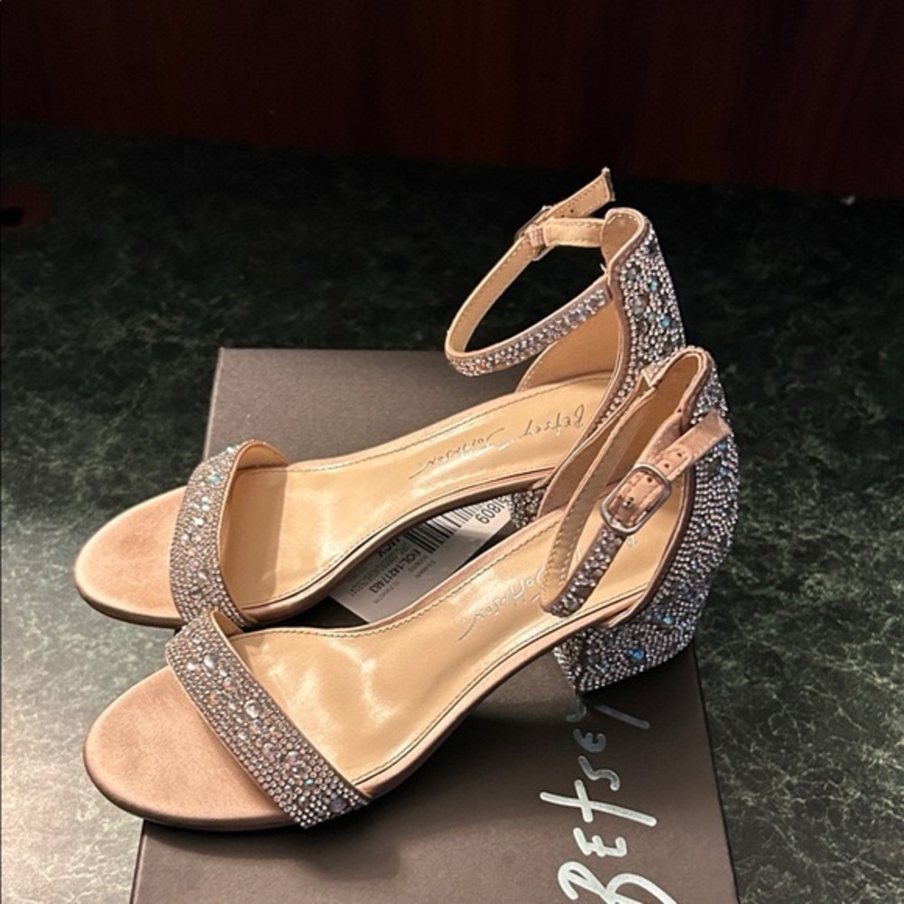 Betsey Johnson Women's Rhinestone Sandals - Tan